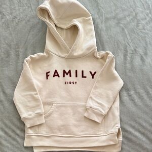 Kids 'Family First' Cream Hoodie Sweatshirt